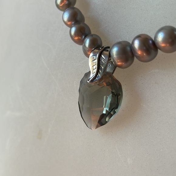 Artisan Made Large Faceted Swarovski Crystal and Pearl Necklace with Sterling - Picture 5 of 5